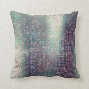 Coussin Paillette scintillante métallique turquoise rose