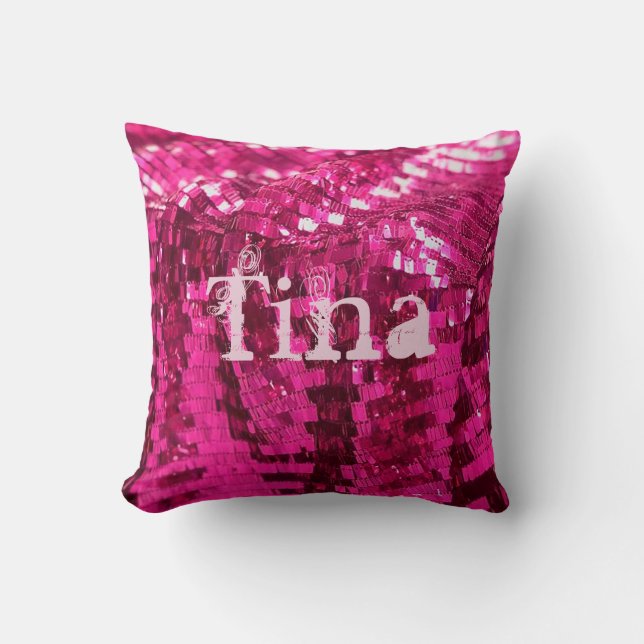 Coussin Paillettes de Faux sur le carreau de Girlie (Recto)