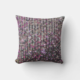 Coussin Paillettes en argent rose | motif étincelant