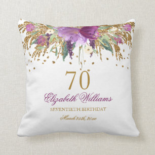 Coussin Paillettes Florales Étincelantes Anniversaire Amét