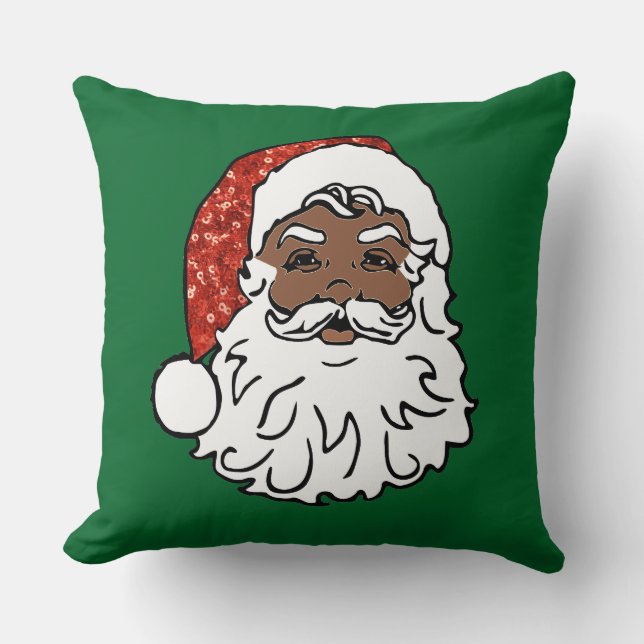 Coussin paillettes noir santa claus (Recto)