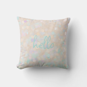 Coussin Paillettes Pastel Doux "bonjour" Personnalisé