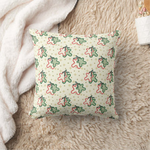 Coussin Pain d'épice de Noël rouge et vert Cookies