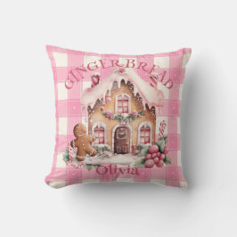 Coussin Pain d'épices Maison rose À damiers personnalisé