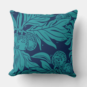 Coussin Pain d'ulu hawaïen Motif Teck sur Navy