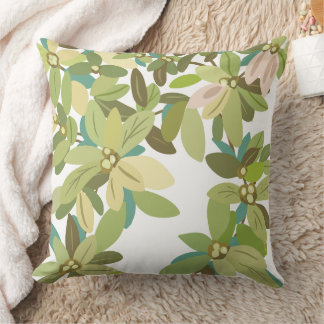 Coussin Painted Green Leaves Botanical Greenery Art