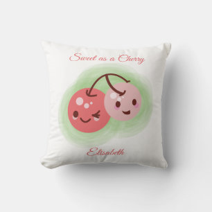 Coussin Paire de cerises rose pâle personnalisée