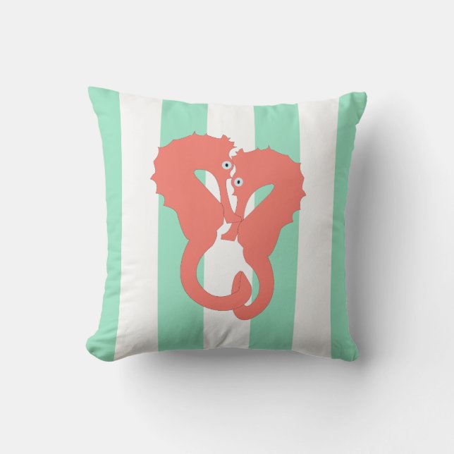 Coussin Paire de cheval sur Seafoam Green Stripes (Recto)