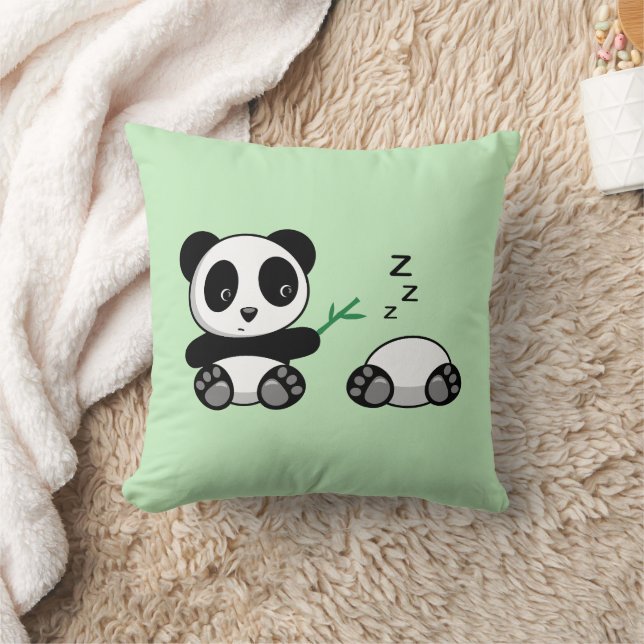 Coussin Paire de mignons petits pandas sur vert (Couverture)
