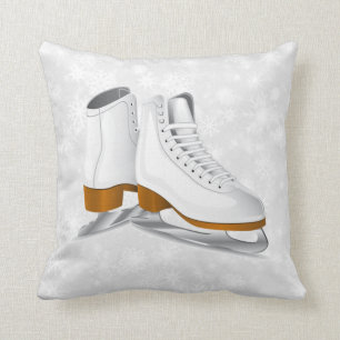 Coussin paire de patins à glace blanche lancer l'oreiller