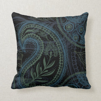 Coussin Paisley de turquoise, bleu et vert romantique