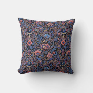 Coussin Paisley en bleu et corail