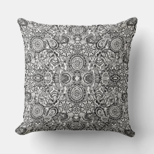 Coussin Paisley floral noir