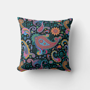 Coussin Paisley floral vintage coloré
