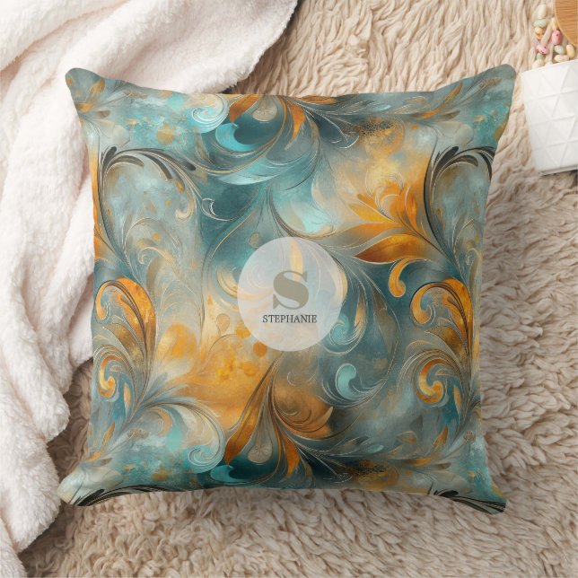Coussin Paisley métallique rustique Abstraite - Inspiré Vi (Couverture)