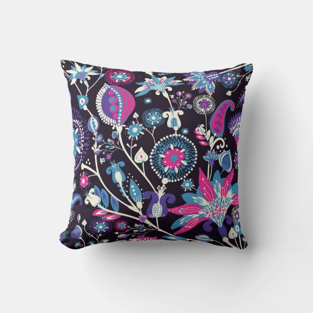Coussin Paisley moderne : motif traditionnel oriental. (Recto)