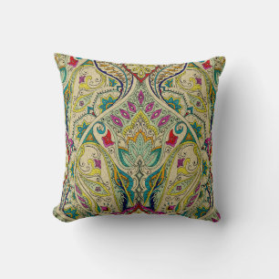 Coussin Paisley motif de l'Inde, frontière bohème.