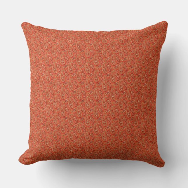 Coussin Paisley Orange-Marron brûlé/rouge foncé 20" (Recto)