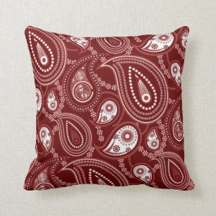 Coussin Paisley rouge et blanc