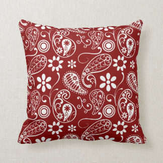 Coussin Paisley rouge foncé; Floral