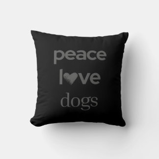 Coussin Paix Amour Chiens | Amoureux de chien noir Graphis