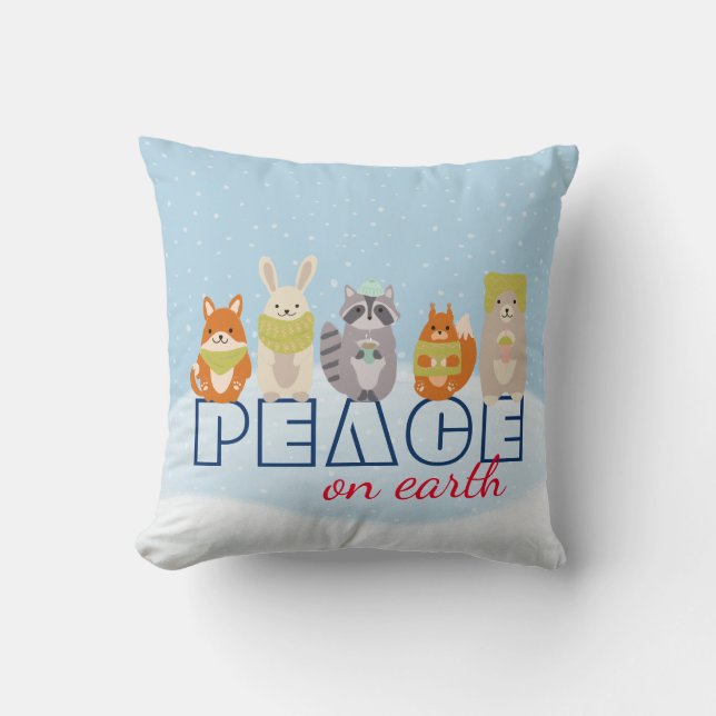 Coussin Paix sur Terre Animaux des bois (Recto)