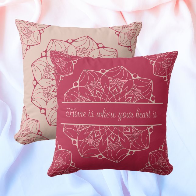 Coussin Pale Dogwood & Viva Magenta Mandala Personnalisé (Créateur téléchargé)