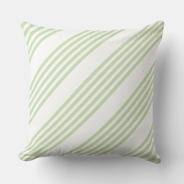 Coussin Pale vert et blanc cinq bandes motif (Recto)