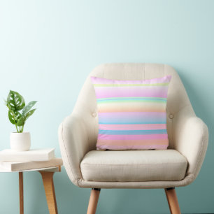 Coussin Palette pastel mignonne rayée artistique