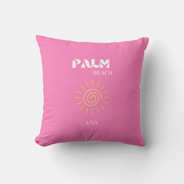 Coussin Palm Beach, Art Voyage, Preppy, Rose (Recto)