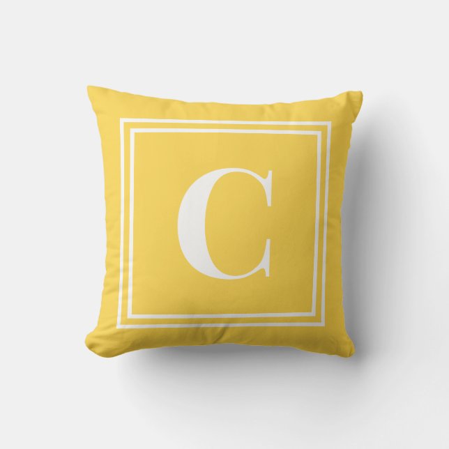 Coussin Palm Beach Preppy Yellow Monogram Throw Pillow (Recto)