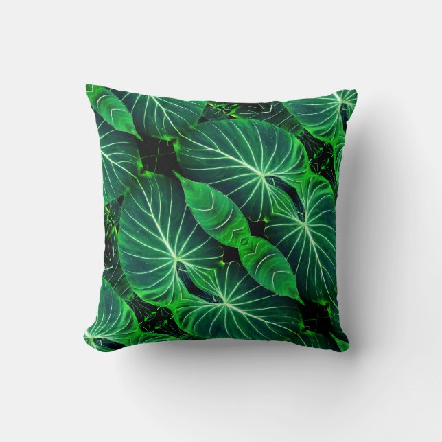 Coussin Palm Leaf, feuillage tropical, forêt tropicale (Recto)