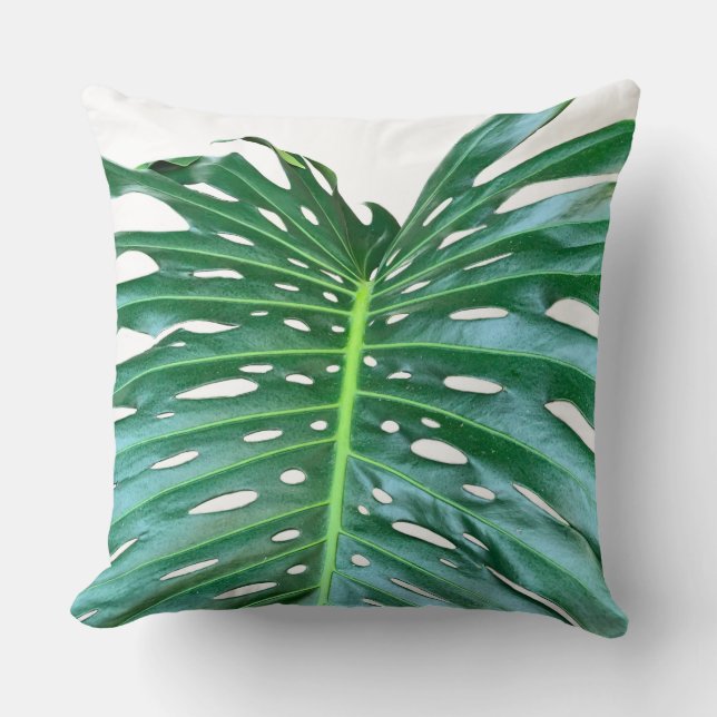 Coussin Palm Leaf, feuillage tropical, forêt tropicale (Recto)