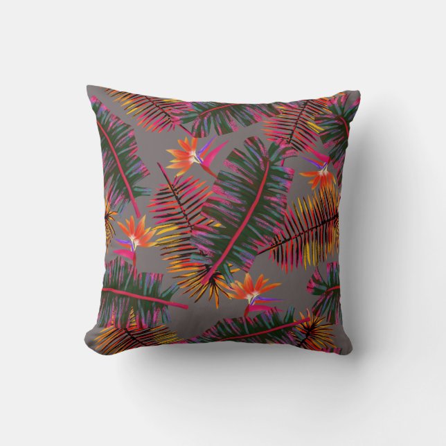 Coussin Palm Paradise Grey (Recto)