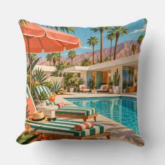 Coussin Palm Springs Poolside Retro Mid Century Modern Art