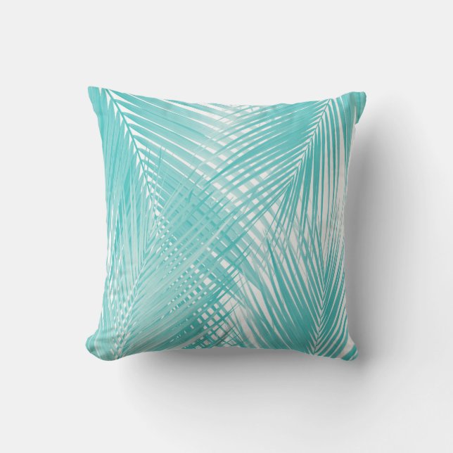 Coussin Palm Turquoise douce Feuilles Dream Cali Été 3 (Recto)