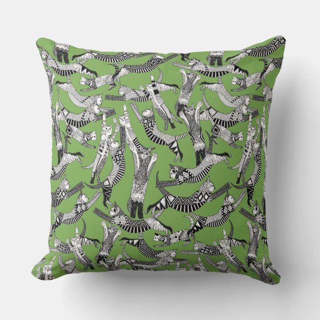 Coussin palme de fête du chat vert (Recto)