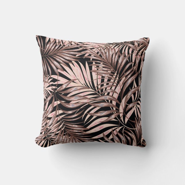 Coussin Palme tropicale : Modèle Floral Jungle. (Recto)