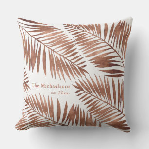 Coussin Palmes Brown simples en blanc