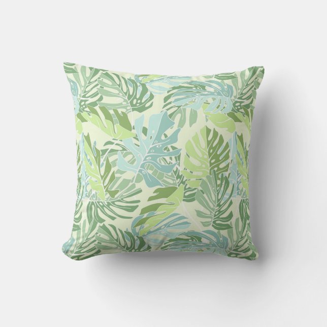 Coussin Palmettes tropicales en pastel (Recto)