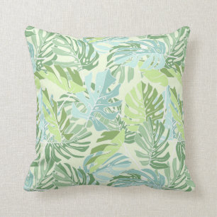 Coussin Palmettes tropicales en pastel