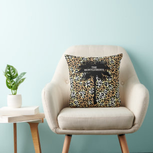 Coussin Palmier chic sur impression léopard
