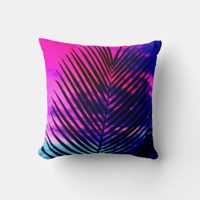 Coussin Palmier de coucher du soleil (Recto)