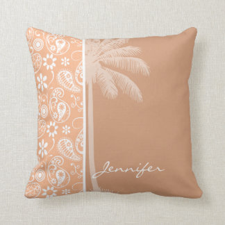 Coussin Palmier d'été; Paisley couleur abricot; Floral