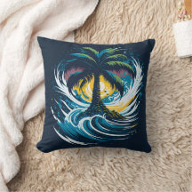 Palmier en style peinture avec vague