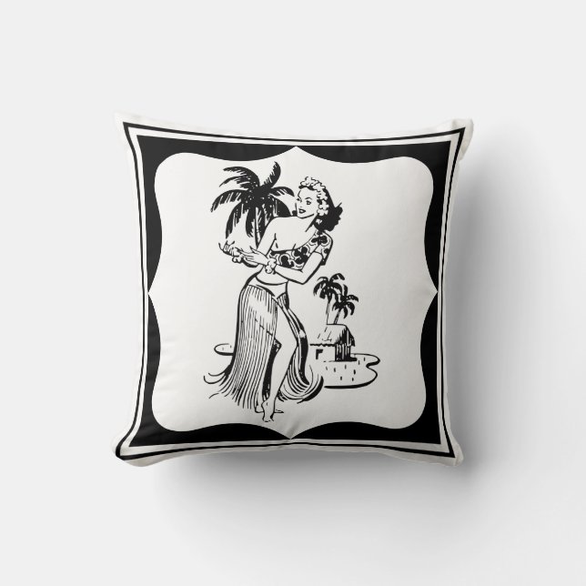 Coussin Palmier tropical d'île de Tiki de rétro danseur de (Recto)