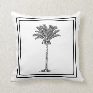 Coussin Palmier Tropical moderne élégant Noir Blanc