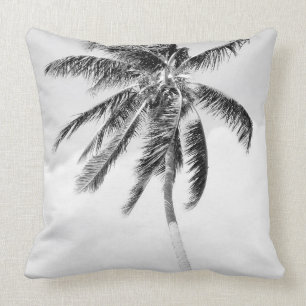 Coussin Palmier tropical noir et blanc photo moderne