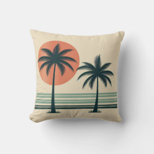 Coussin Palmier tropical rétro/vintage