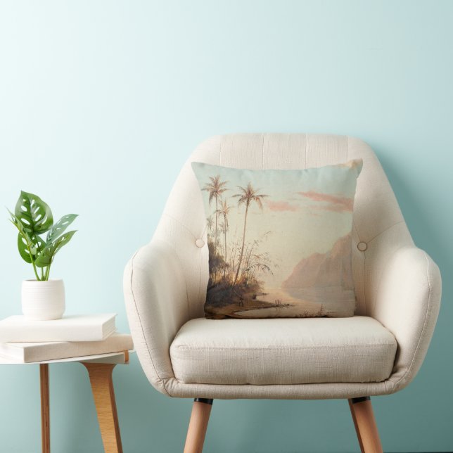 Coussin Palmier Tropical Vintage Élégant (Chaise)